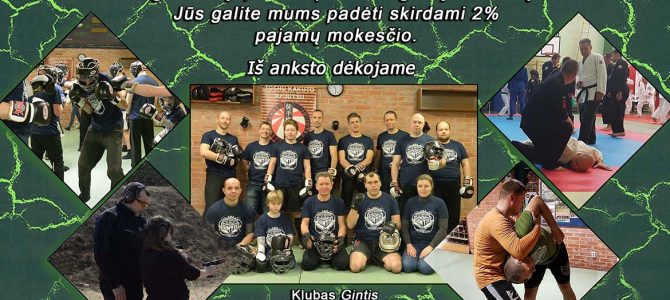 SKIRKITE KLUBUI GINTIS 2% NUO SAVO SUMOKĖTŲ PAJAMŲ MOKESČIŲ